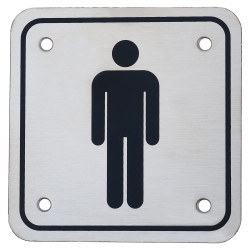 Altro Mens Square Toilet Door Sign - 95 x 95mm - Stainless Steel