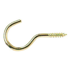 Unshouldered Cup Hook - 38mm Hook - Electro Brass - Pack of 10