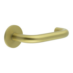 CRES by Frelan Satin Brass Unsprung 19mm Fire Rated Return to Door Handles on Round Rose - CR-106 Range