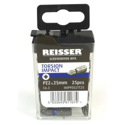 Reisser Torsion Impact Driver Bits - Pozi - PZ2 - 25mm Length - Pack of 10