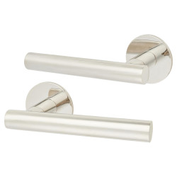 Jigtech Polished Stainless Steel Door Handles on Round Slim Rose - Schema Vinklad Range