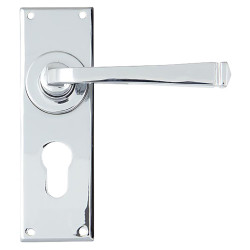 From The Anvil Polished Chrome Euro Lock Door Handles - Avon Range - 152 x 48mm