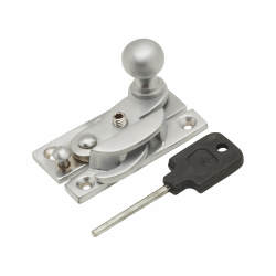 Altro Narrow Keep Locking Hook Claw Sash Window Fastener with Knob - 63 x 20mm - Satin Chrome