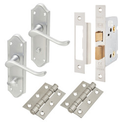 Altro Satin Chrome Scroll Bathroom Lock Door Handles Pack - Ashmead Range
