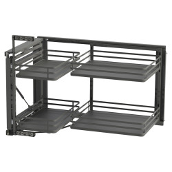 Emuca Titane Mec Corner Pull Out Organiser - Cabinet Width 864 - 964mm - Anthracite Grey