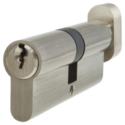 Touchpoint 5 Pin 80mm Euro Thumbturn Cylinder - 40mm Turn + 40mm - Satin Nickel - Keyed to Differ