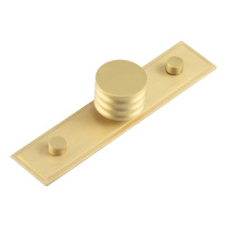Hoxton by Frelan Sturt Grooved Round Cabinet Knob on Stepped Backplate - 30mm Diameter - Satin Brass