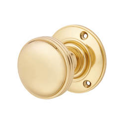 Altro Polished Brass Rimmed Mortice Door Knob - 69mm Rose Diameter - Oxford Range