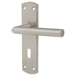 Altro Satin Stainless Steel Mitred Keyhole Lock Door Handles - 172 x 44mm