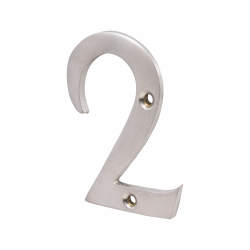 76mm Screw Fix Door Numeral - 2 - Satin Chrome