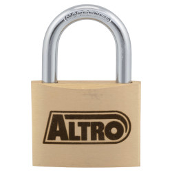 Altro Solid Brass Padlock - 50mm Body - 26 x 25.5mm Shackle - Keyed to Differ