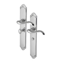 Heritage Brass by M Marcus Polished Chrome Bathroom Door Handles - Long Plate - Lara Range - 247 x 48mm