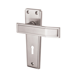 Jedo Satin Chrome Keyhole Door Lock Handles - Deco Range - 153 x 50mm