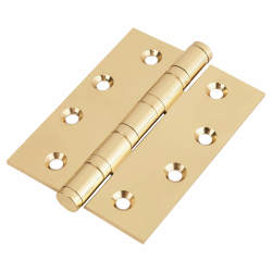 Performance Ball Bearing Butt Door Hinge - 100 x 75 x 3mm - Polished Brass - Pair