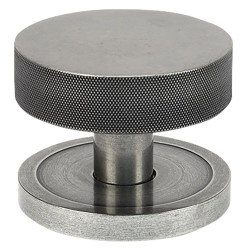 From The Anvil Brompton Round Knurled Centre Door Knob - 90mm Rose - Pewter