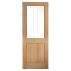 LPD Belize 1 Light Clear Glazed with Frosted Lines Unfinished Internal Door - 1981 x 686mm - Oak
