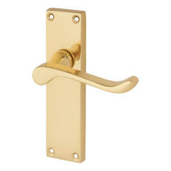 Touchpoint Polished Brass Victorian Scroll Latch Door Handles - 155 x 42mm