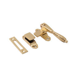 Hampstead Reeded Mortice & Hook Plate Casement Window Fastener - Reversible - Polished Brass