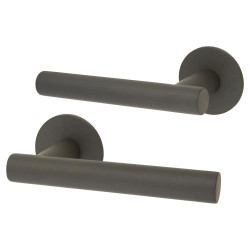 Jigtech Graphite Grey Door Handles on Round Slim Rose - Schema Vinklad Range