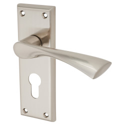 Serozzetta by Carlisle Brass Satin Nickel Euro Lock Door Handles - Venti Range - 150 x 50mm