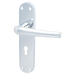 Hampstead Polished Chrome Keyhole Lock Door Handles - Naples Range - 182 x 40mm