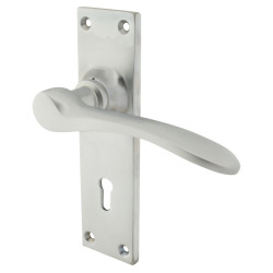 Hampstead Satin Chrome Keyhole Lock Door Handles - Buckingham Range - 152 x 41mm