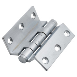 Cranked Ball Bearing Storm Proof Casement Window/Door Hinge - 75 x 3mm - Satin Chrome - Pair