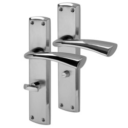 Altro Polished/Satin Chrome Bathroom Door Handles - Taranto Range - 190 x 45mm