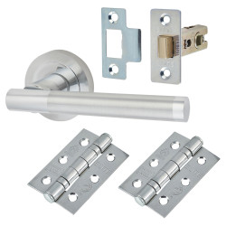 Altro Polished/Satin Chrome Latch Door Handles on Rose Pack - Bella Range