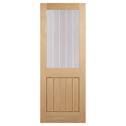 LPD Mexicano Half Light with Frosted Lines Unfinished Internal FD30 Fire Door - 1981 x 762mm - Oak