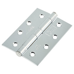 Plain Steel Grade 7 Butt Fire Door Hinge - 102 x 76 x 2.5mm - Polished Chrome - Pair