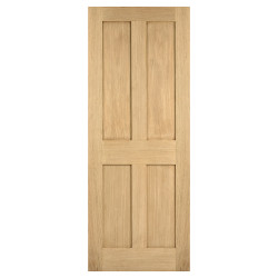 LPD London 4 Panel Unfinished Solid Internal Door - 1981 x 610 x 35mm - Oak