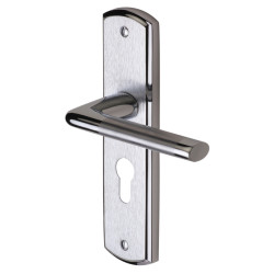M Marcus Satin Chrome Euro Lock Door Handles - Lena Range - 190 x 48mm