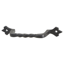 Olde Forge 7mm Twisted D-Bar Cabinet Pull Handle - 120mm Centres - Smooth Black