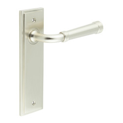 Burlington by Frelan Satin Nickel Fire Rated Latch Door Handles - Highgate - 200 x 55mm