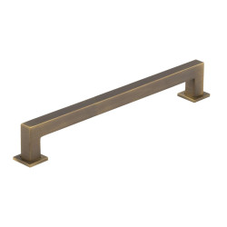 Burlington by Frelan Trafalgar 25mm Square D-Bar Cabinet Pull Handle - 224mm c/c - Antique Brass