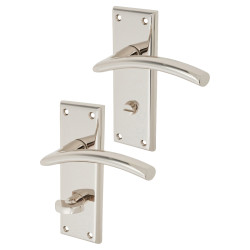 Serozzetta by Carlisle Brass Polished Nickel Bathroom Door Handles - Trenta Range - 150 x 50mm