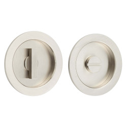 Burlington by Frelan Round Flush Privacy Handle Set - 75mm Diameter - Satin Nickel