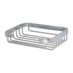 Fitzroy of London Style Wire Shower Soap Dish Basket - 40 x 135 x 95mm - Polished Chrome