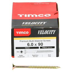TIMCO Velocity Pozi Countersunk Wood Screws - 6.0 x 90mm - Yellow Zinc - Pack of 100