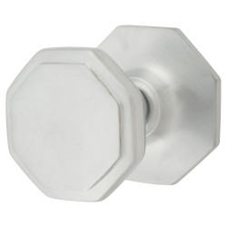 Altro Octagonal Centre Door Knob - 79mm Rose Diameter - Satin Chrome