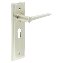 Burlington by Frelan Satin Nickel Fire Rated Euro Lock Door Handles - Knightsbridge - 200 x 55mm