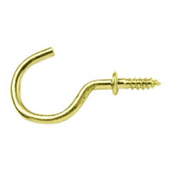 Cup Hook - 50mm Hook - Electro Brass - Pack of 10