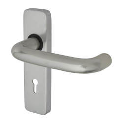 Touchpoint Satin Aluminium 19mm Return to Door Keyhole Lock Door Handles - Puma Range - 155 x 40mm