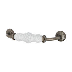 Hampstead 24mm Porcelain Crackle D-Bar Cabinet Pull Handle - 128mm Centres - Pewter Effect