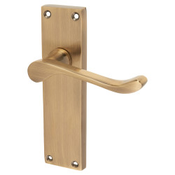 Touchpoint Antique Brass Victorian Scroll Latch Door Handles - 155 x 42mm