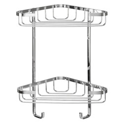 Croydex Wirework Small Corner Shower Basket - Two Tier - 135 x 230 x 285mm - Stainless Steel