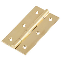 Solid Drawn Butt Cabinet Hinge - 75 x 40 x 2.0mm - Polished Brass - Pair