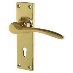 Hampstead Polished Brass Keyhole Lock Door Handles - Buckingham Range - 152 x 41mm