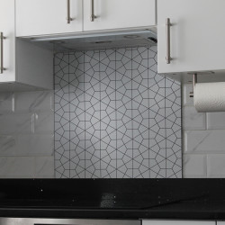 Altro Aluminium Kitchen Splashback - 900 x 750mm - Gloss White Geometric
